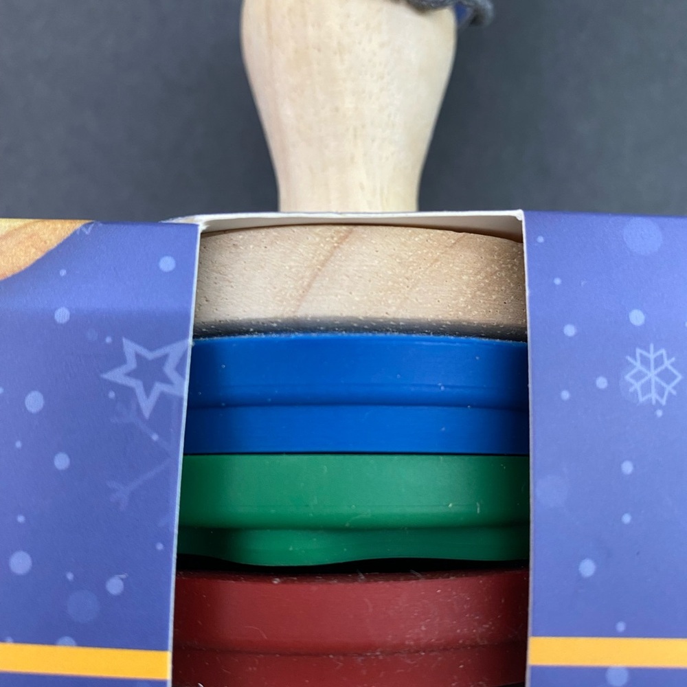 BIRKMANN Wooden Cookie Stamp Set w/3 Interchangeable Silicone Christmas Designs - Picture 4 of 16